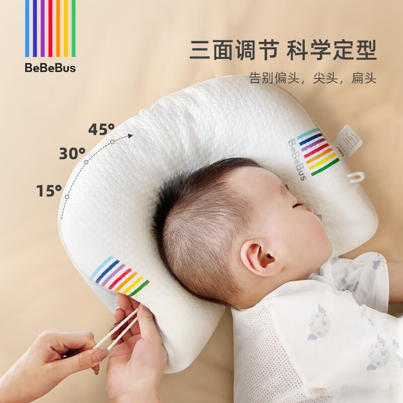 Bebebus Baby Shaping Pillow 0-6 Months Sleeping Round Head Corrects Head Shape Baby Pillow 0-1 Years Old Shaping Pillow Antibacterial and Anti-mite Type