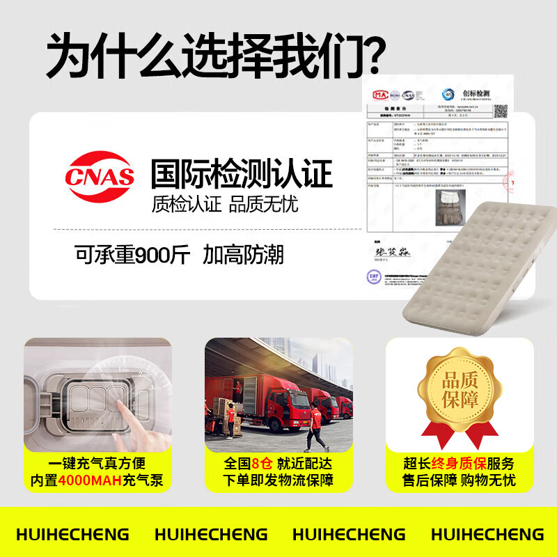 Huihecheng air mattress outdoor camping automatic inflatable moisture-proof mattress household air mattress portable folding lunch break companion for three people