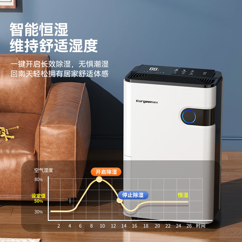 Eurgeen dehumidifier/dehumidifier dehumidification capacity 22 liters/day household basement purification and sterilization intelligent control dehumidifier OJ-223E