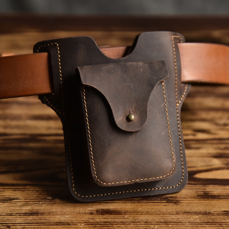 Kangaroo wears going out mobile phone waist bag men's Harley small waist bag men's construction site work 2024 multifunctional belt light brown