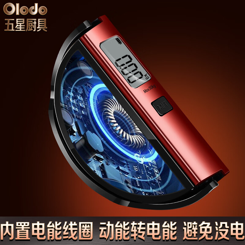 Olodo high-precision mini portable electronic scale 50kg portable home express scale small scale spring small hook for grocery shopping self-generated weighing 100 pounds with storage leather case