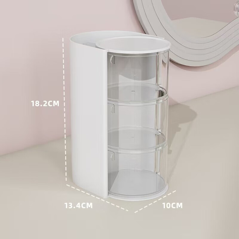 Makeup brush storage box desktop dressing table lipstick eye shadow eyebrow pencil storage rack student dormitory cosmetics storage rack rotatable cosmetics storage box pink 3 layers 1 pack