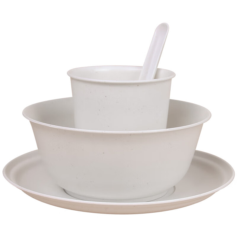 Chulu disposable rice husk tableware four-piece set Kraft paper packaging commercial cups, bowls, spoons and plates four-piece set for barbecue parties Blue and white porcelain chopsticks individually packed 10 pairs