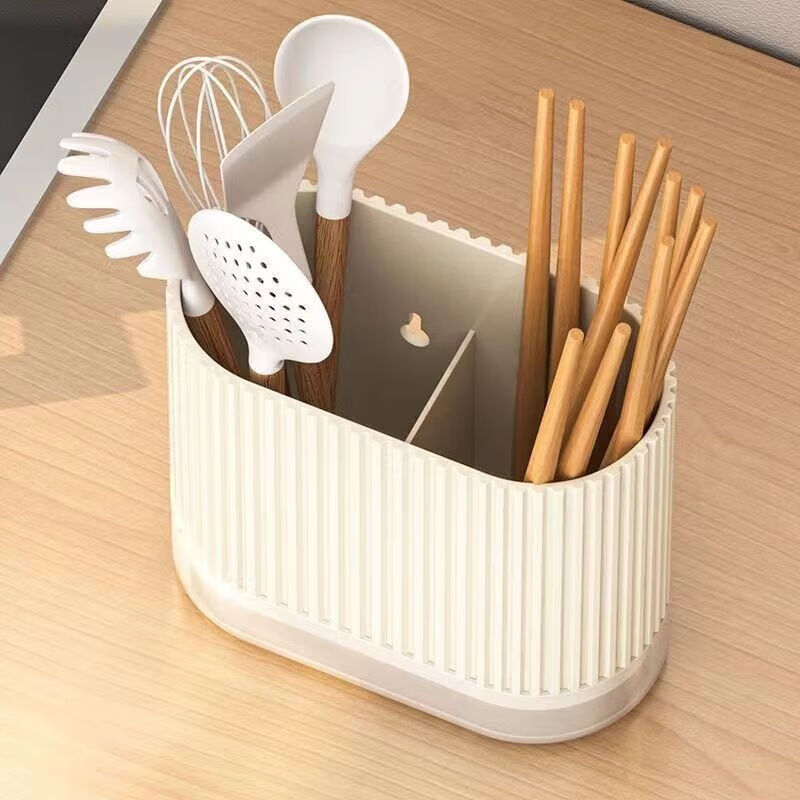 JIMANG chopstick tube punch-free chopstick storage box wall-mounted kitchen chopstick cage household drain spoon chopstick basket storage rack milky white can be wall-mounted or countertop