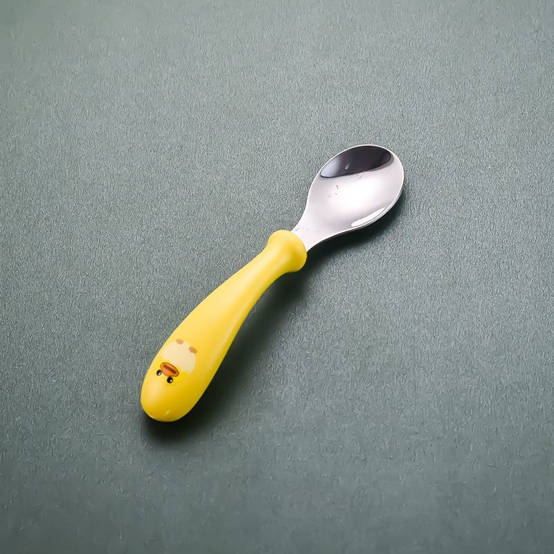 Enshousu children's chopstick training chopsticks 3-year-old and 6-year-old baby spoon learning and practicing 1, 2 and 3-year-old special toddler tableware set 2-6 years old children cute - yellow duck children's tableware - four-piece set chopsticks + spoon + fork + box