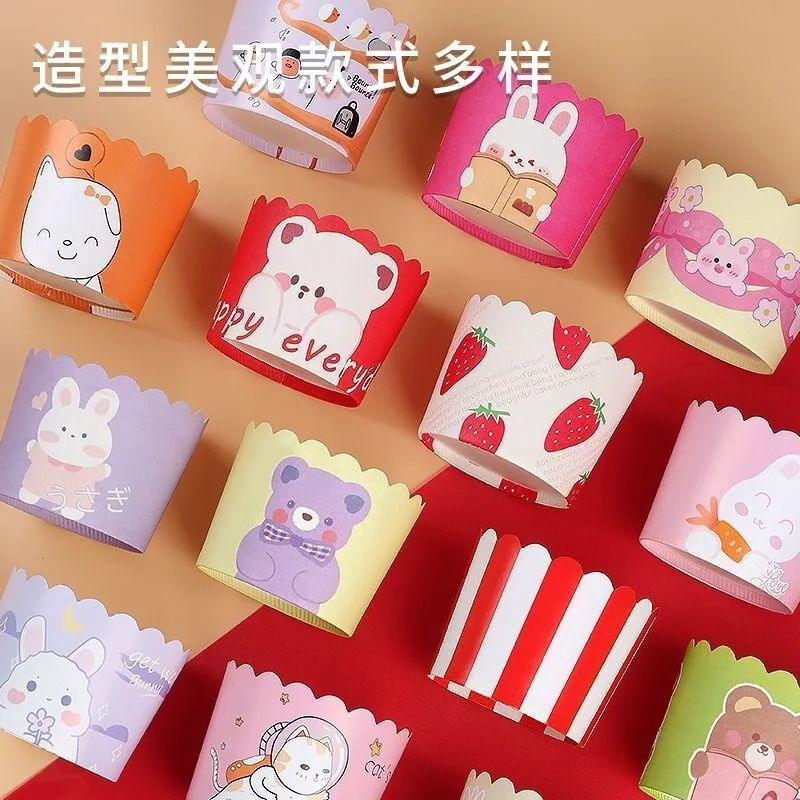 Cupcake cup household cake mold evaporated cake oven for baking high temperature resistant large and small muffin cup paper thickened value 4 styles 200 pieces + decorating bag large size (6cm*5cm*7cm)