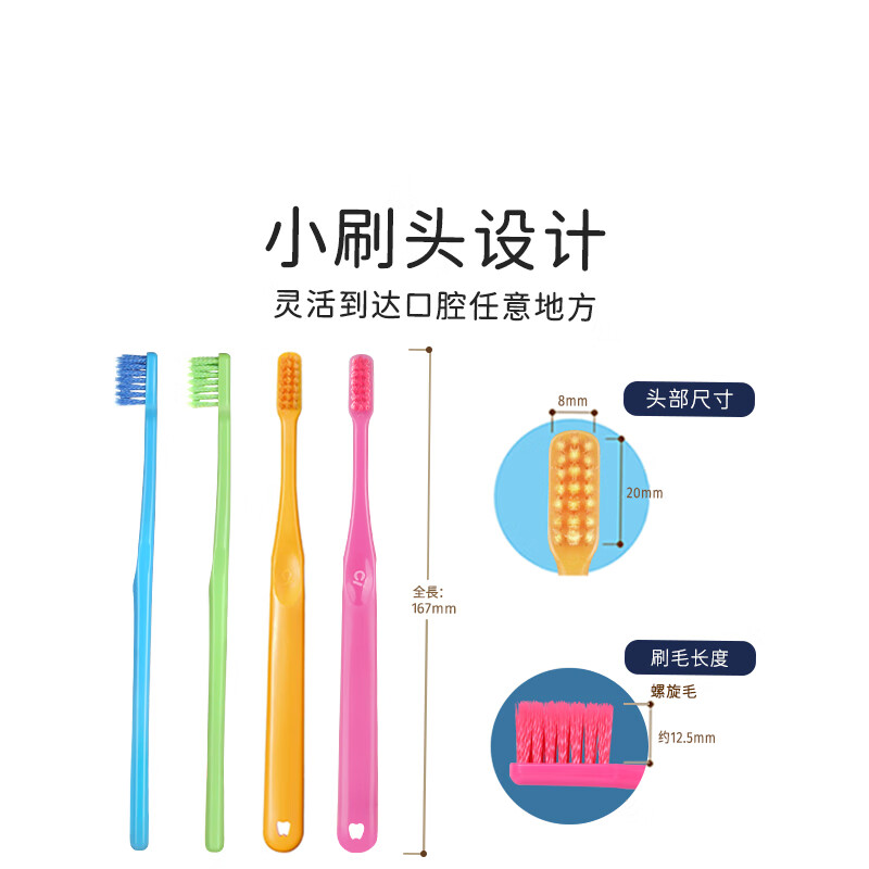 Ci Medical imported adult colorful toothbrush double-stranded spiral small head soft bristles cleans teeth and protects gums without exploding hair family pack 1 pack