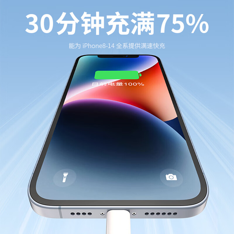 MSSM Apple charging cable 2.4A fast charging data cable suitable for iPhone14Promax/13/11/X/8/7 mobile phone car charging cable iPad/Air 1 meter white