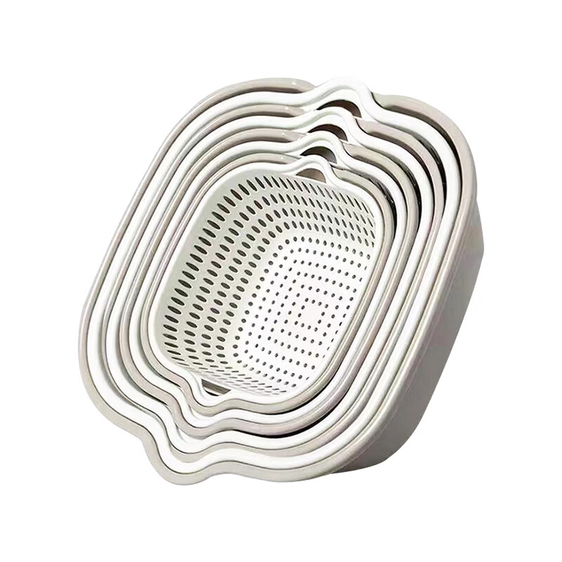 MAXCOOK sink drain basket double-layer thickened sink sieve fruit basket plastic kitchen drain water rice basket set gray and white 8-piece set 4 basins + 4 sieves MCPJ11995L