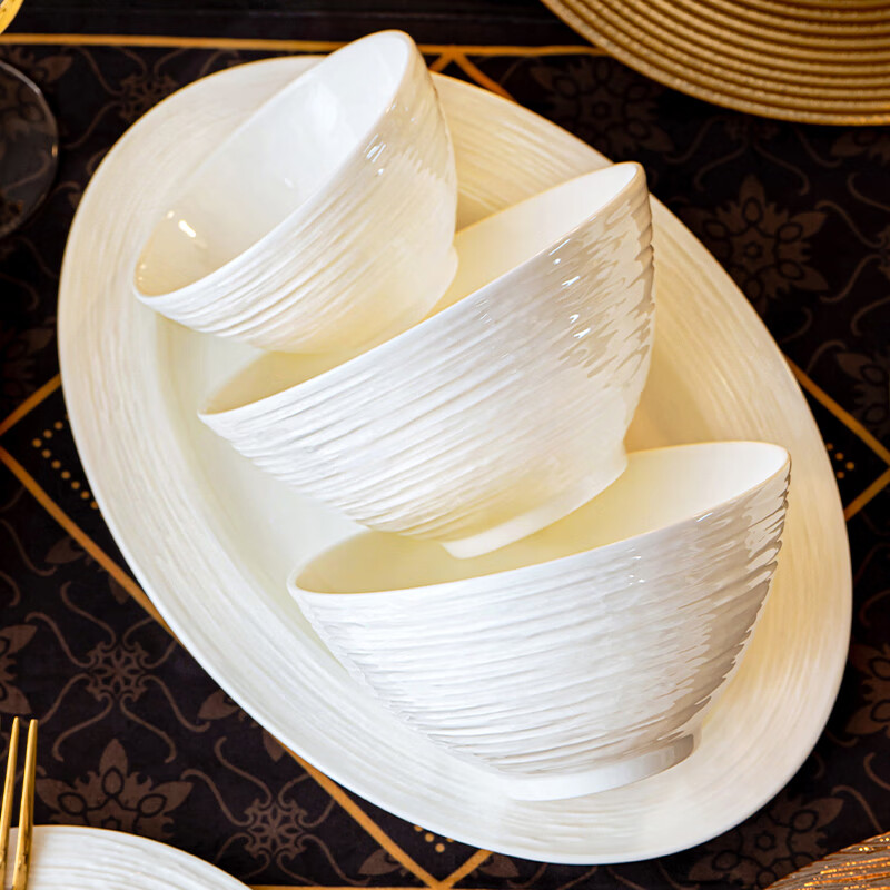 Hanming Jingdezhen underglaze color bowls, plates and tableware complete set bone china simple dishes and chopsticks set home high-end housewarming gift high temperature underglaze color | brocade box | 70-piece set