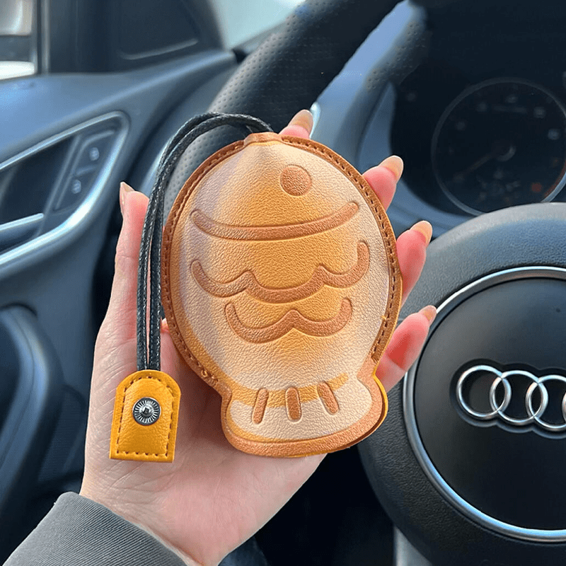 Shijanu Avocado Pull Key Bag 2025 New Style Suitable for Volkswagen, Audi and Mercedes-Benz Small Fish Embossed Three-dimensional Process (11*8.6cm)_ High Quality