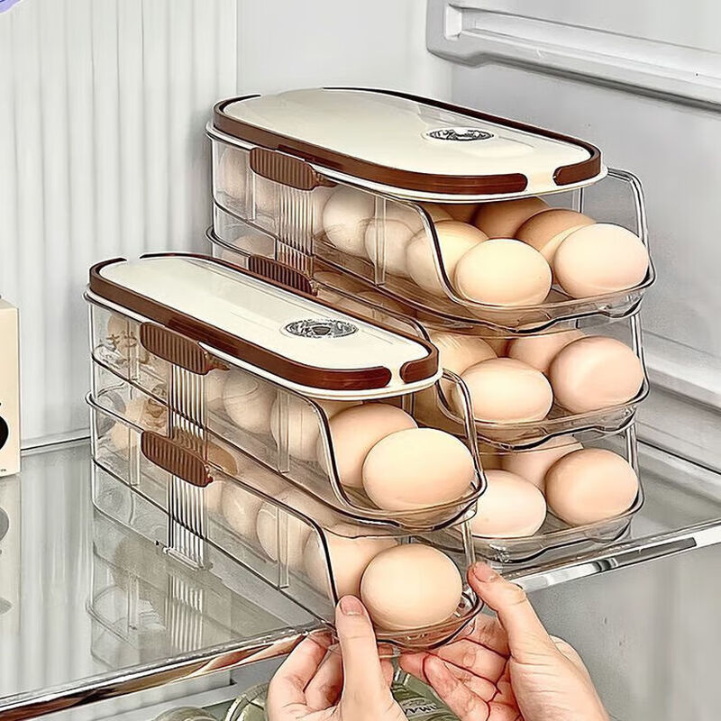 Tanbeiman egg storage box household refrigerator crisper egg storage special side door food grade multi-layer storage box artifact single row - single layer side door storage