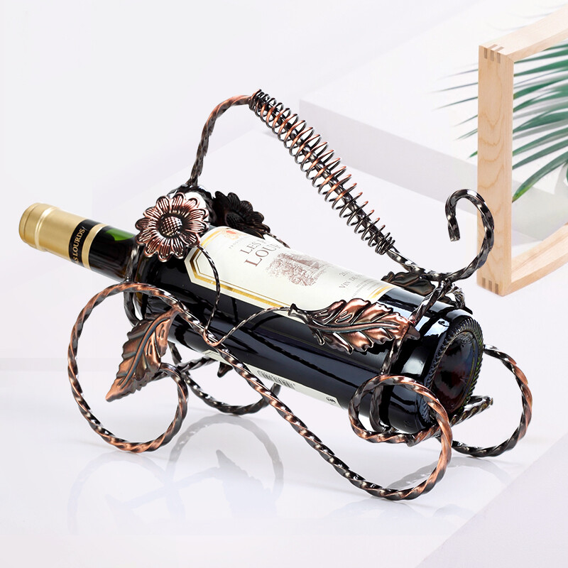 KANGZHIRUN Iron Wine Rack Creative Wine Rack Red Wine Rack Ornament Fashion Home Decor Iron Wine Bottle Rack Display Rack Guqin Bronze