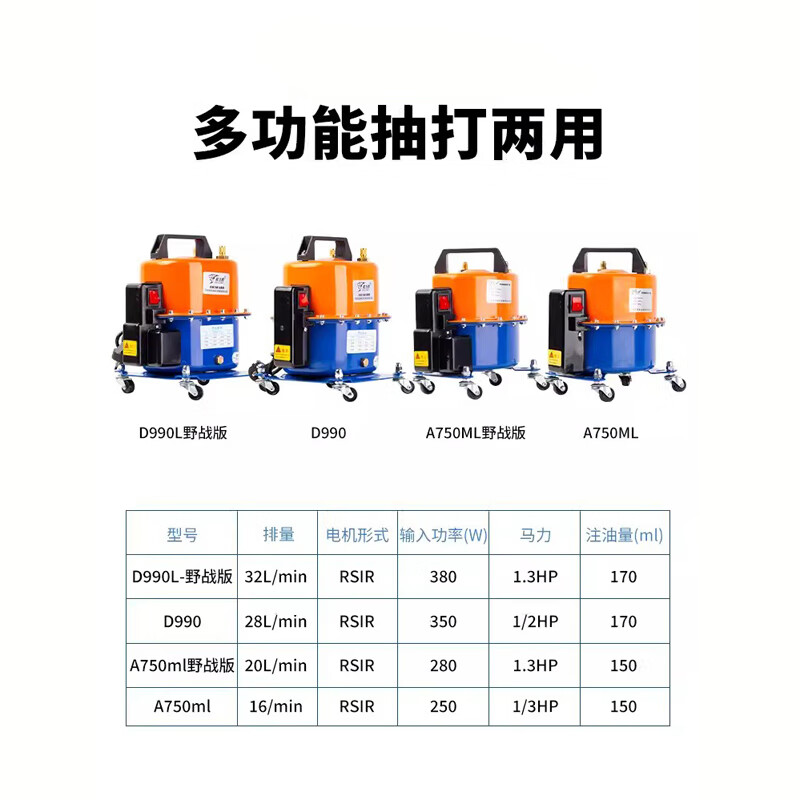 Wuyangbenyou car air conditioner vacuum pump, dual-purpose vacuum pump, refrigerant filling, tire inflating, refrigerator repair tools, 4.8 liter pump + adjustable double meter set