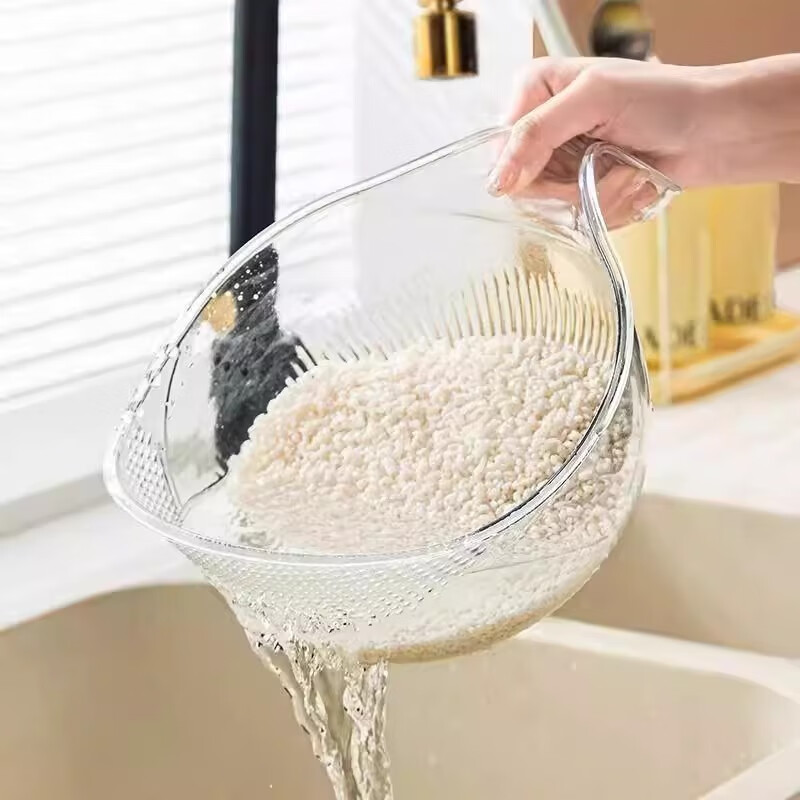 RSRDDY kitchen rice washing sieve, rice washing basin, drain basket, household multi-functional vegetable washing, fruit basin, rice washing artifact mesh sieve, thickened and encrypted 2 pieces, rice washing does not leak