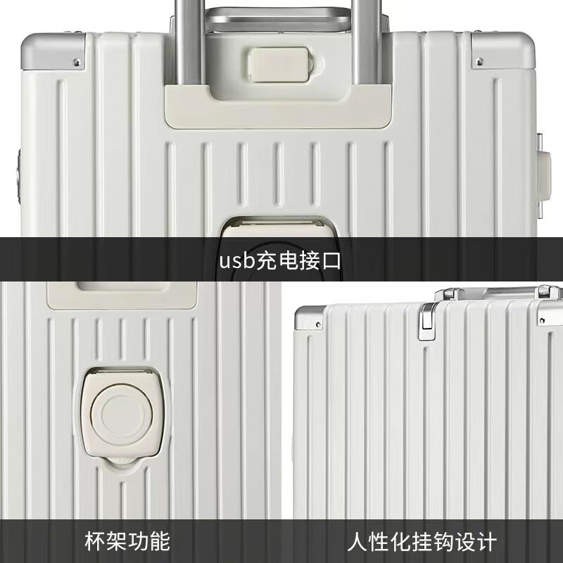 Big Mouth Monkey Trolley Case Men's Luggage Women's Light Sound Universal Wheel Aluminum Frame Suitcase Student Business Travel Zipper Password Large Capacity Case Black/Aluminum Frame 26 Inch