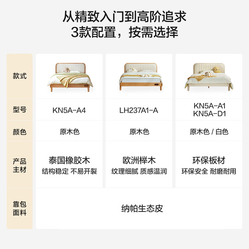 Lin's home children's bed solid wood boy and girl bedroom small apartment side-by-side bed 1.35m princess bed KN5A