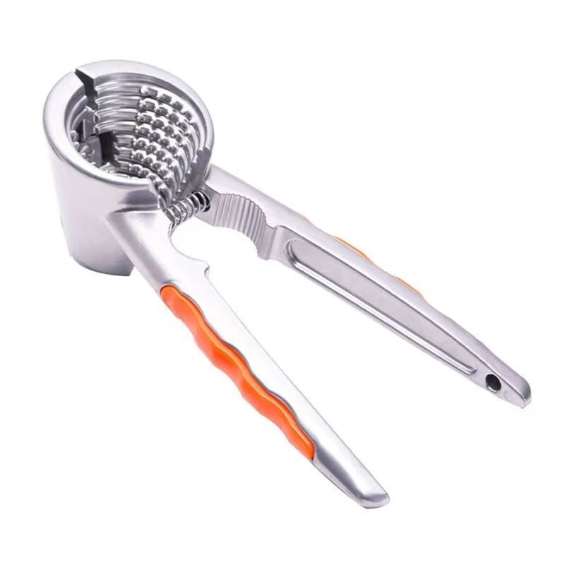 Qiashuo walnut clip pecan tool household multi-functional nut artifact hazelnut pliers thickened strong silver handle four-port walnut clip 1 pack