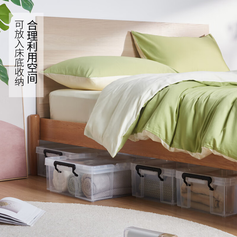 TENMA Tianma right-angle storage box large Laux storage box 530L car-mounted thickened storage box clothes collection box 1 pack transparent white 39*53*32cm