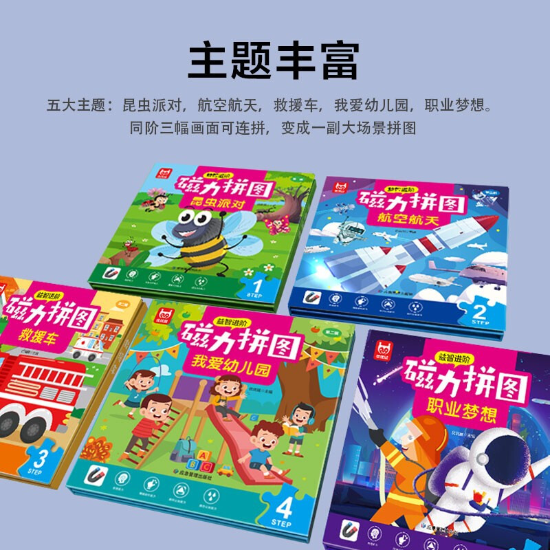 Rescue vehicle magnetic puzzle, educational advanced puzzle game, early education toys, children's hands-on left and right brain development, logical thinking concentration training, early education puzzle book, cartoon magnetic puzzle board gift for boys and girls