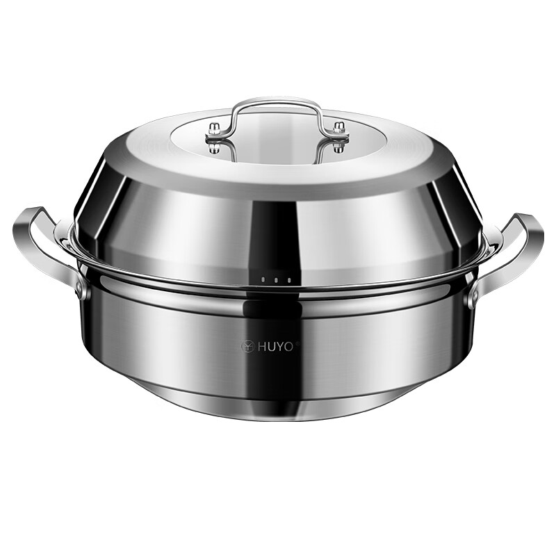 HUYO seafood steam pot household sauna chicken steamer commercial stainless steel steaming dual-purpose large capacity multi-layer steam hot pot thickened steam pot extra large capacity 40cm