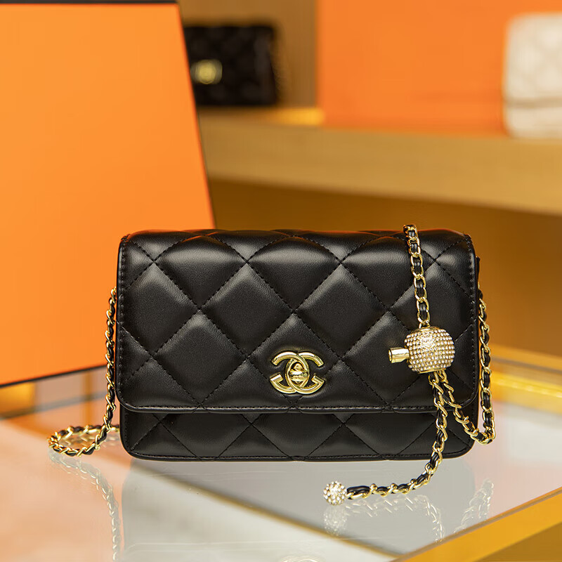 Chanel Little Chanel bag for women 2024 new style trendy genuine leather flap bag shoulder crossbody small gold ball gold beads 01 white