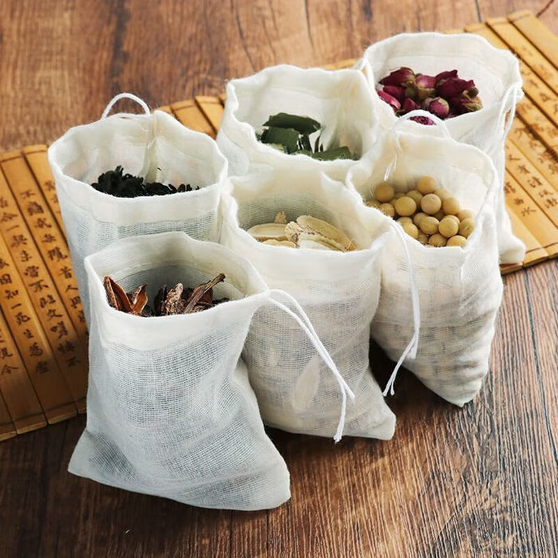 Edible cotton filter bag, slag separator bag, Chinese medicine packaging cloth bag, material bag, brine bag, foot medicine bag, gauze bag, premium fine mesh, 8*10 cm, 10 pieces