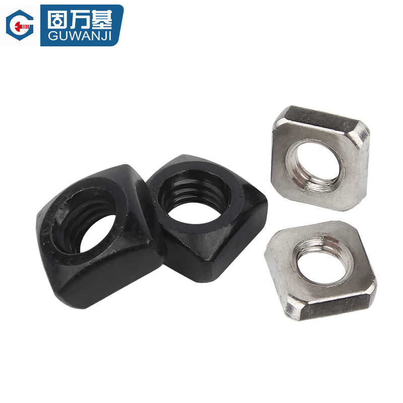 Guwanji 304/201 stainless steel square nut square nut square nut locking thin screw nut national standard M4x7x2 (white zinc right angle) 200 pieces