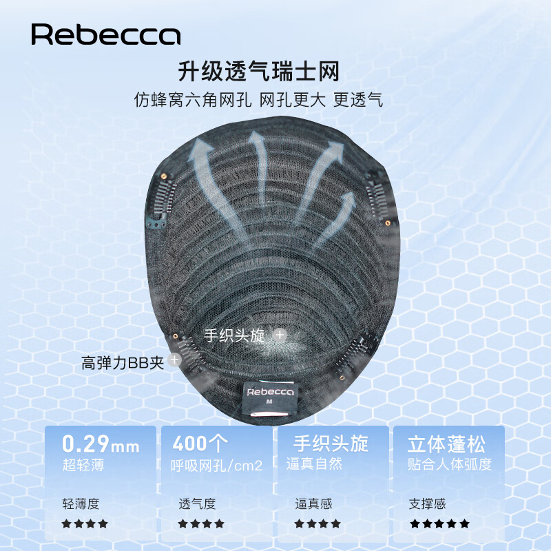 Rebecca wig men's wig patch on top of head to increase hair volume invisible traceless front thorn men's hair patch natural black