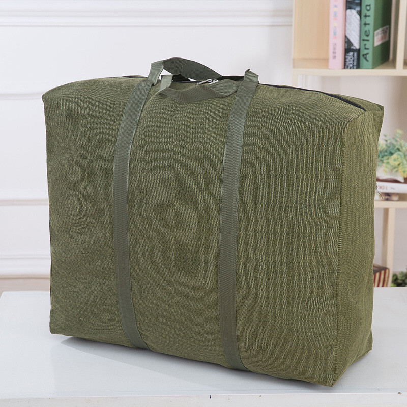 Storage bag canvas portable quilt organizing luggage clothes packing bag moving bag quilt bag extra large army green