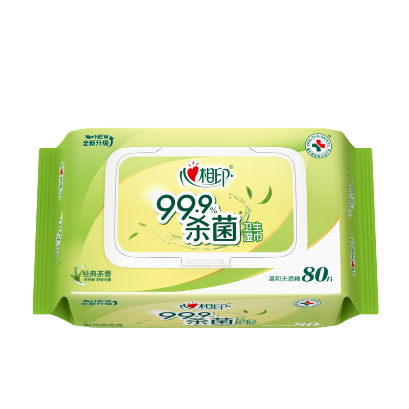 Xinxiangyin Wet Wipes, sterilizing and hygienic 80 pieces*1 pack, newly upgraded, larger and thicker (classic tea fragrance)