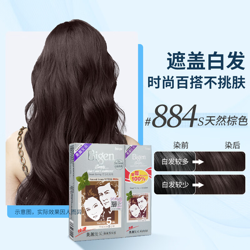 Bigen Meiyuan Xuanruo Hair Recovery Rapid Black Hair Cream 160g (Natural Brown 884s) Domestic Added Plant Extract Covers White
