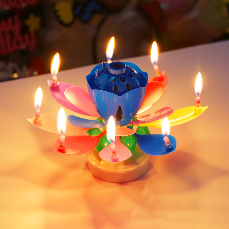 Gongxun Lotus Birthday Candle Cake with Children's Lotus Household Blooming Rotating Music Singing Creative