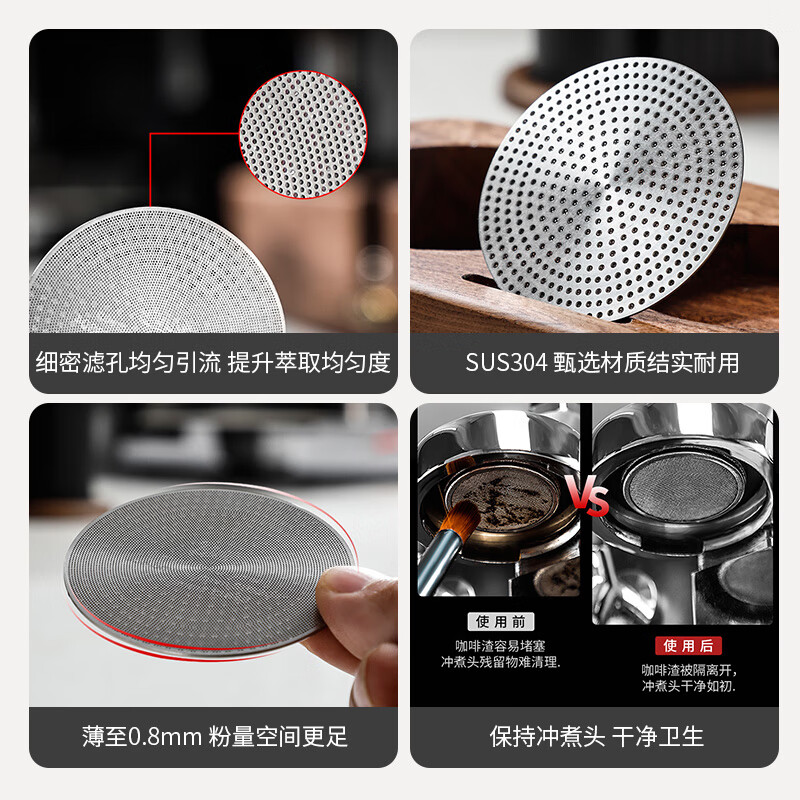 Bincoo stainless steel secondary water separation net espresso machine handle powder bowl sintered piece uniform extraction filter piece