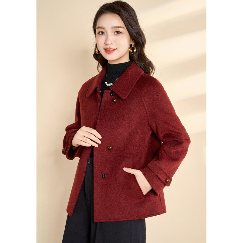 Kebel's high-end national style wool coat for women 2025 new autumn and winter double-sided woolen temperament slim and small coat XL