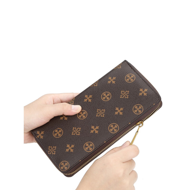 Kuqi Kangaroo brand women's wallet 2025 Chinese Valentine's Day long wallet multi-functional zipper large capacity hand card holder all-in-one package N5567 brown collection priority delivery