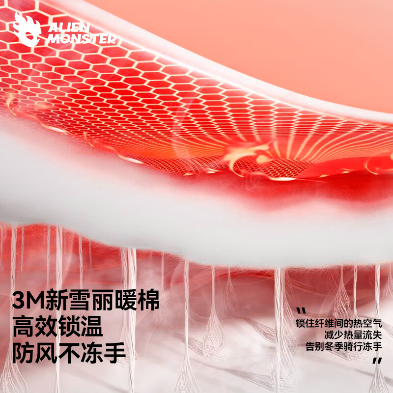 Alien Monster Turbine Motorcycle Carbon Fiber Gloves Winter Genuine Leather Cycling Windproof and Coldproof Black Waterproof and Warm L