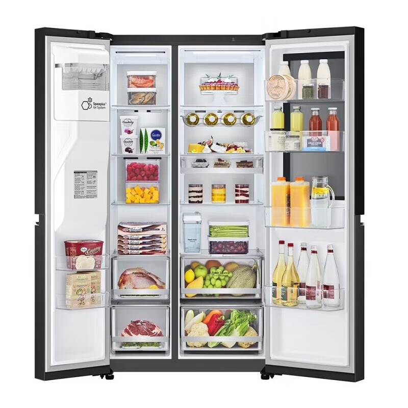 LG635L side-by-side refrigerator automatic ice maker with see-through window, air-cooled, frost-free, energy-saving, frequency conversion, household large capacity 87D see-through window ice maker, black S653MEP87D