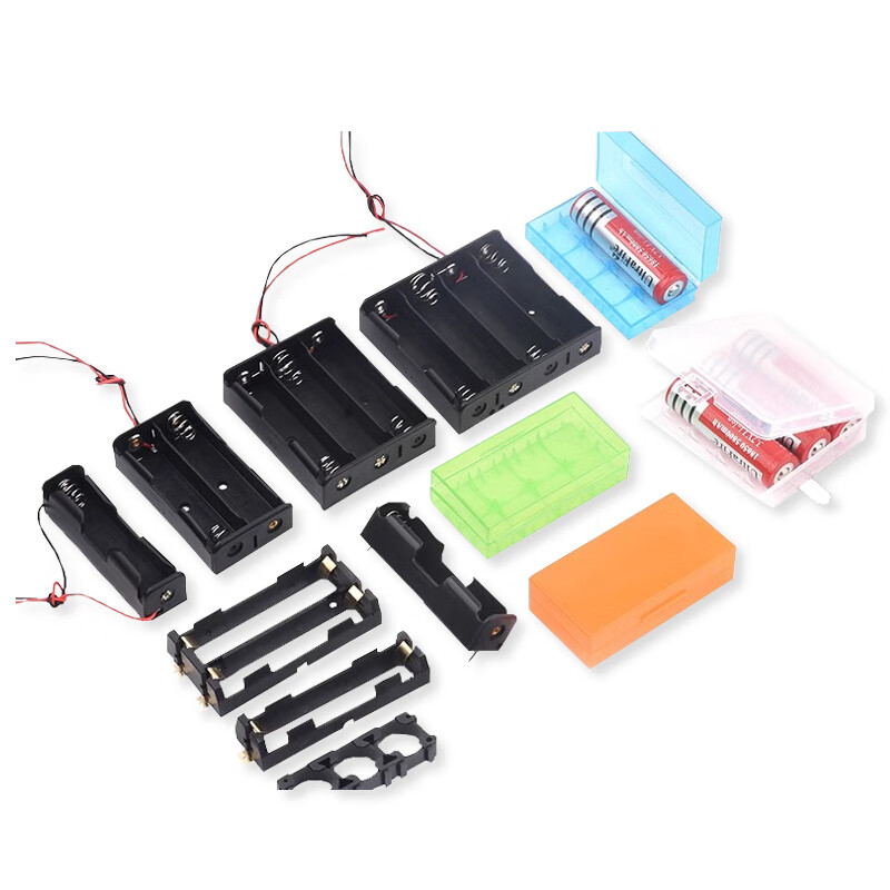 18650 battery box 1/2/3/4 cells, one/two/three/four cells, parallel series, two-cell and three-cell combination bracket, No. 5 battery box, 8 cells with cable (back-to-back)