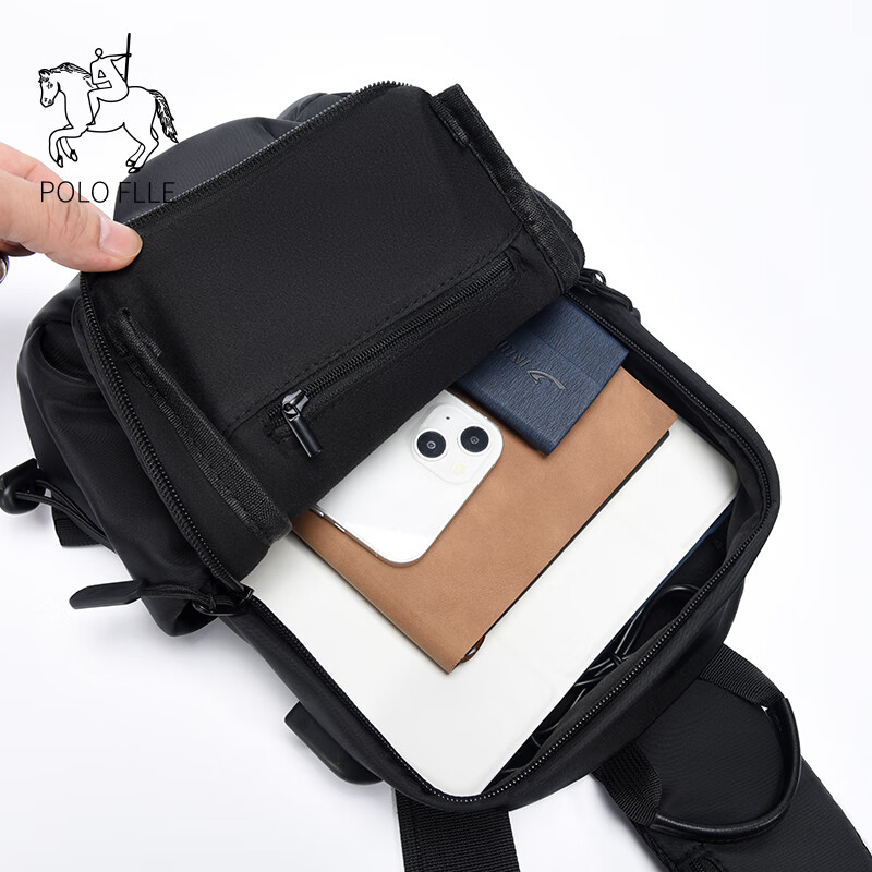 Cobia Paul shoulder crossbody bag men's chest bag multi-functional business casual men's bag large capacity outdoor sports small backpack travel black