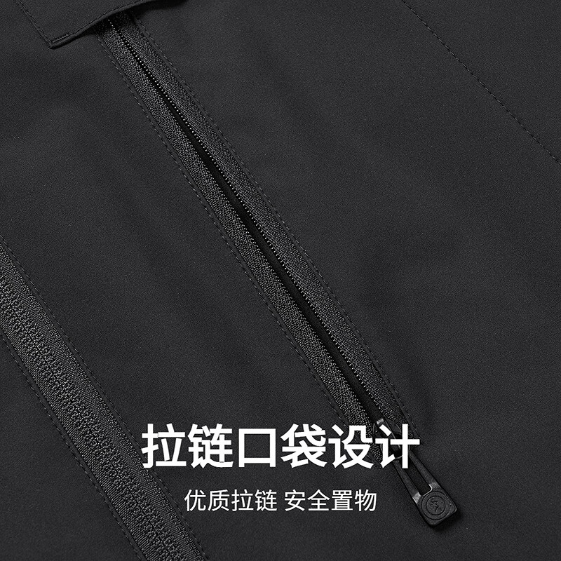 Dances with Wolves Goose down lining & three-proof fabric Light outdoor warm and comfortable versatile hooded jacket 001 black 180