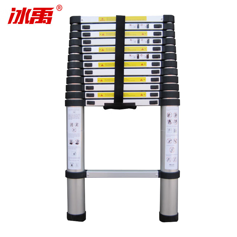 Bingyu Aluminum telescopic ladder Bamboo ladder thickened engineering ladder straight ladder straight ladder lifting staircase 16-step single-sided ladder 6.2 meters step distance 40cm BYS-376