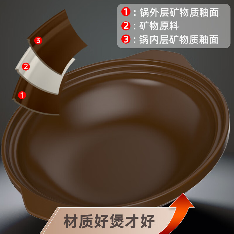 Kangshu Kangshu dry-roasted pot combination household commercial cooking pot high-temperature resistant ceramic casserole anti-cracking and heat-resistant shallow pot stew pot Kangshu heat-resistant ancient pot for 2-4 people 1900ml