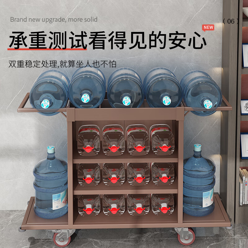 SHENFAN hotel linen cart, special work cart for guest rooms, hotel cleaning tool cart, small cleaning trolley, thickened bilateral 5-inch carpet wheels + side bags