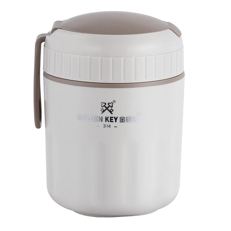Golden Key 304 stainless steel 500ML breakfast cup soup can portable oatmeal cup milk cup (elegant white) GK-TG500-W