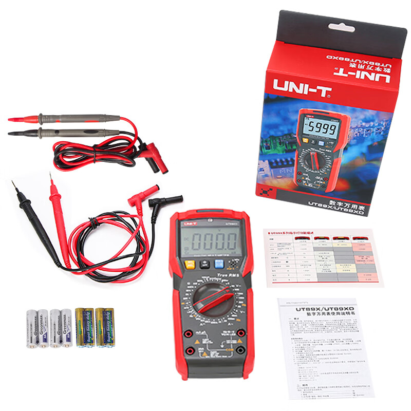 UNI-T multimeter high-precision digital multimeter multi-function anti-burn household voltage and current resistance meter electrician multimeter UT89XD true RMS LED test light indication