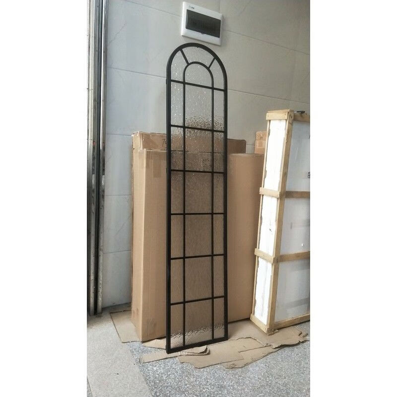 Yaotian French partition fake window wrought iron screen wall lighting art glass frame entrance Changhong glass half wall lighting window black long 40x180 high water pattern glass
