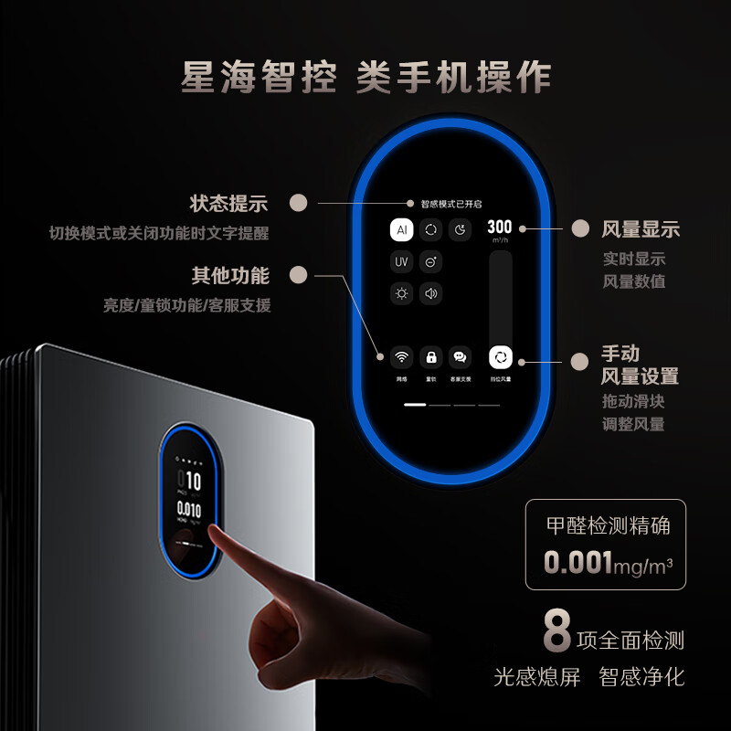 352 Air Purifier Removes Formaldehyde Bacteria Influenza Virus TVOC Odor Allergen Formaldehyde Digital Display New House Household Tower Double Fan Z120 Home Appliances National Subsidy