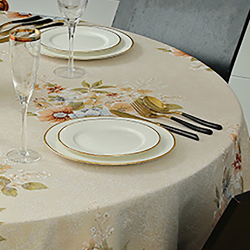 Vianka tablecloth European coffee table large round table high-end luxury light luxury high-end round dining table living room home 2024 new style Muqiao-beige 200cm round tablecloth