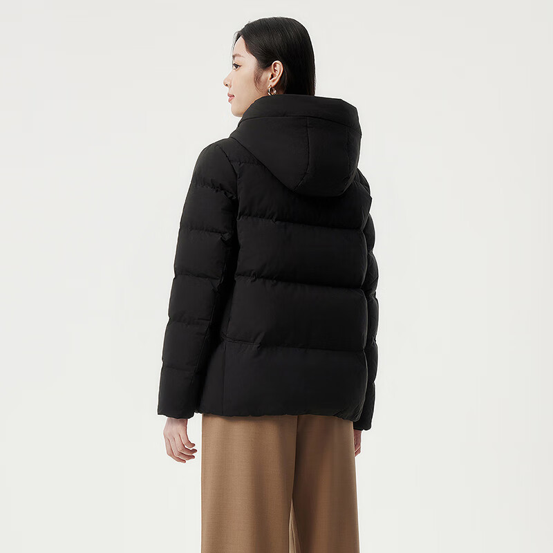 Tambor Down Jacket Women's Short Autumn and Winter Hooded Loose Warm Women's Jacket Thick 510356Z Black 170